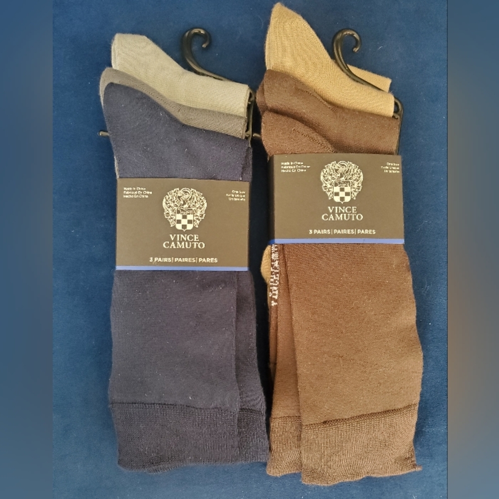 Vince Camuto Men's Dress Socks - Navy, Gray, Tan, and Brown